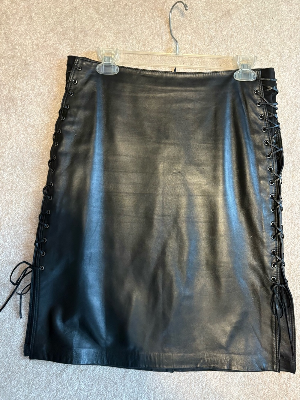 Leather Skirt with Side Lace-Up Detail